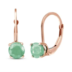 1.2 Carat 14K Solid Rose Gold Leverback Earrings Emerald