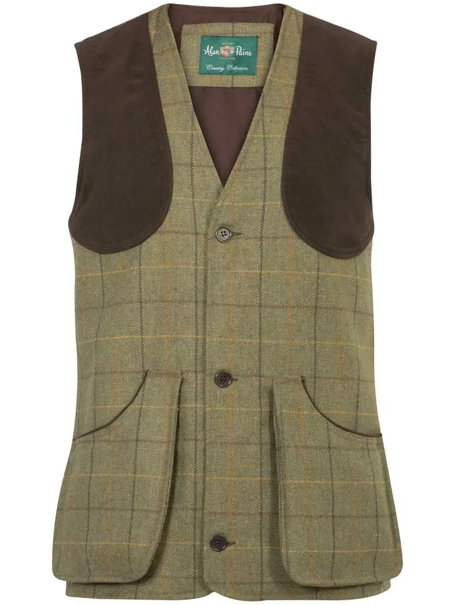 ALAN PAINE Rutland Mens Shooting Waistcoat - Dark Moss