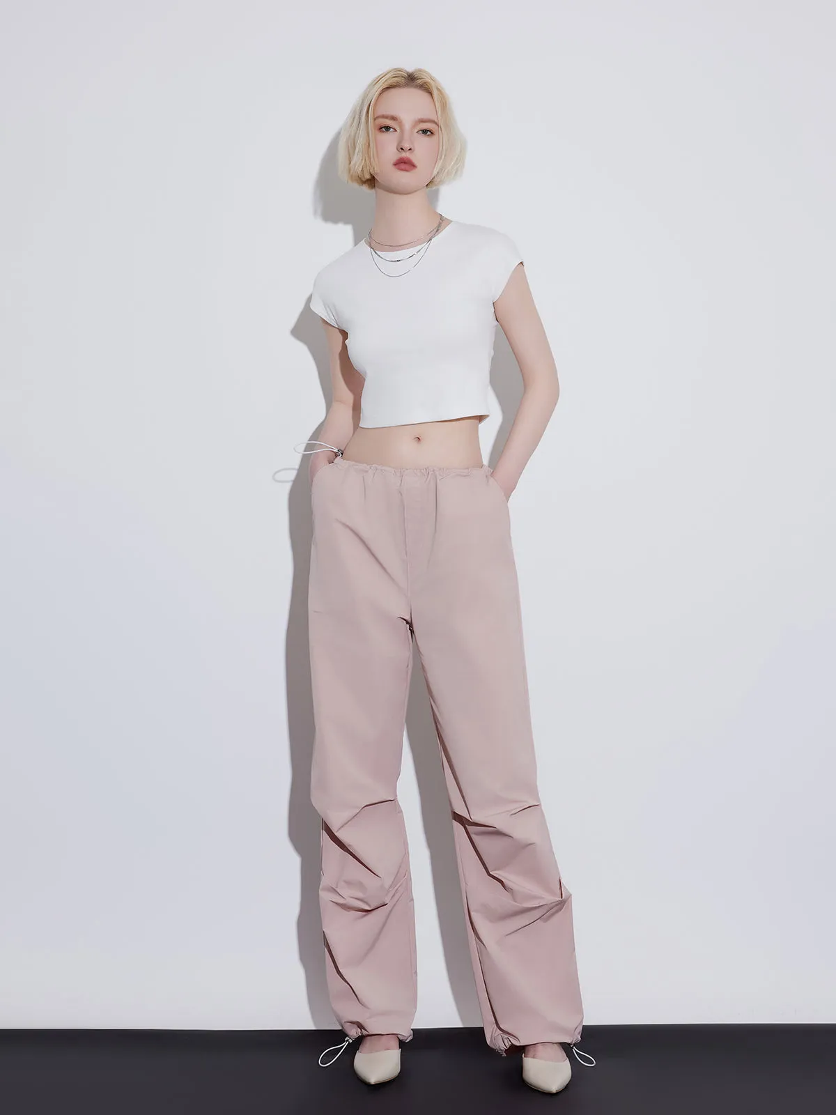 ASOBIO Stylish High-Waisted Utility Parachute Pants