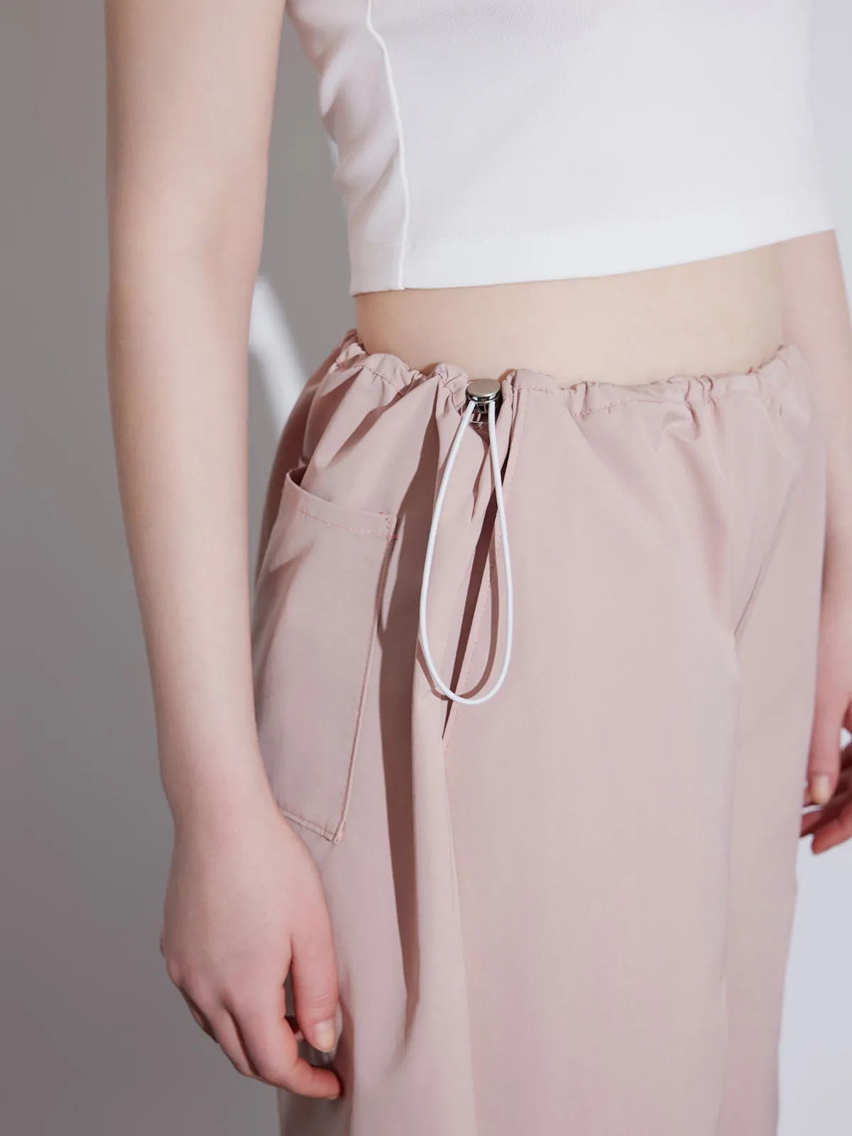 ASOBIO Stylish High-Waisted Utility Parachute Pants