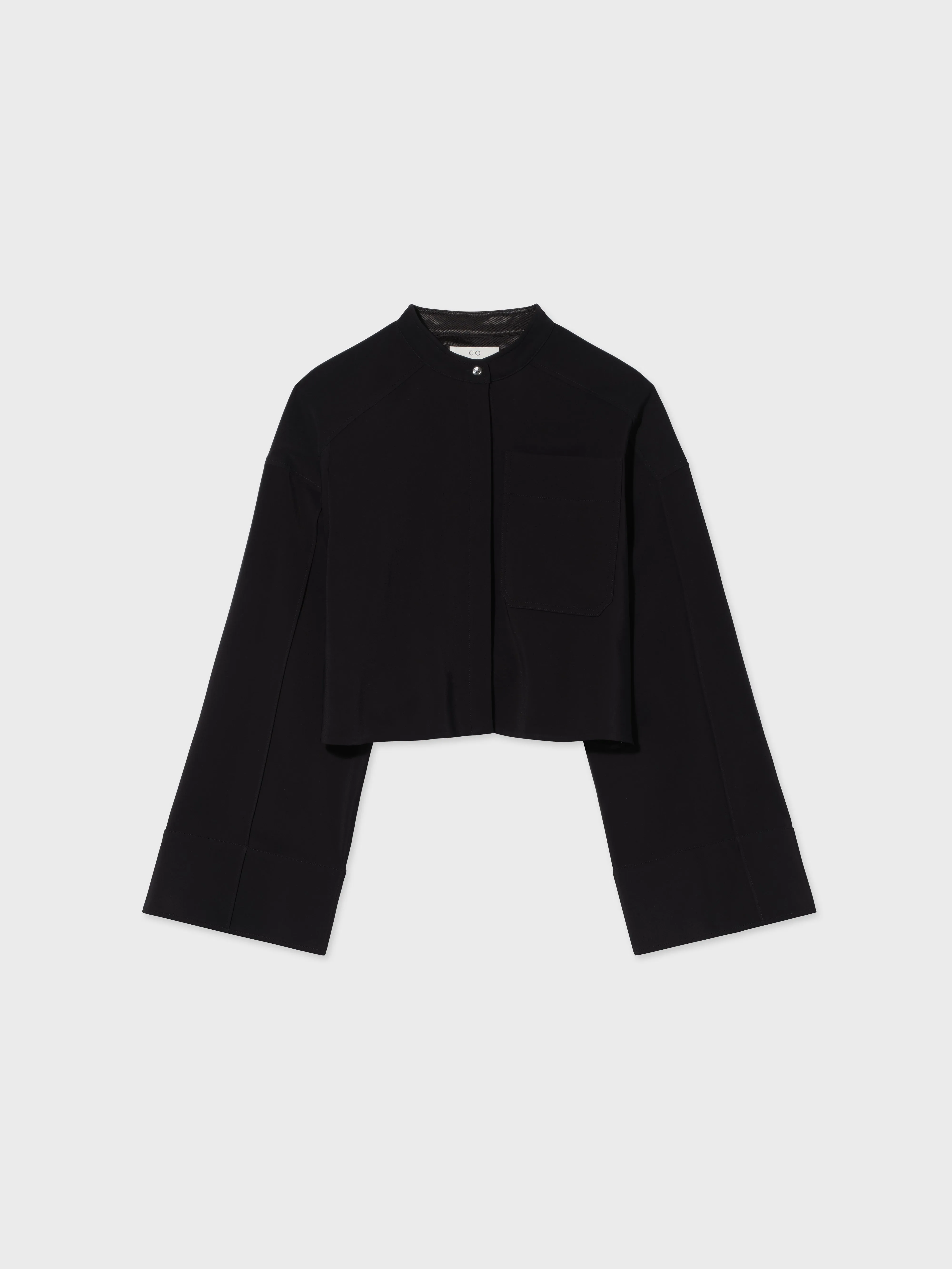 Bell Sleeve Blouse in Crepe - Black