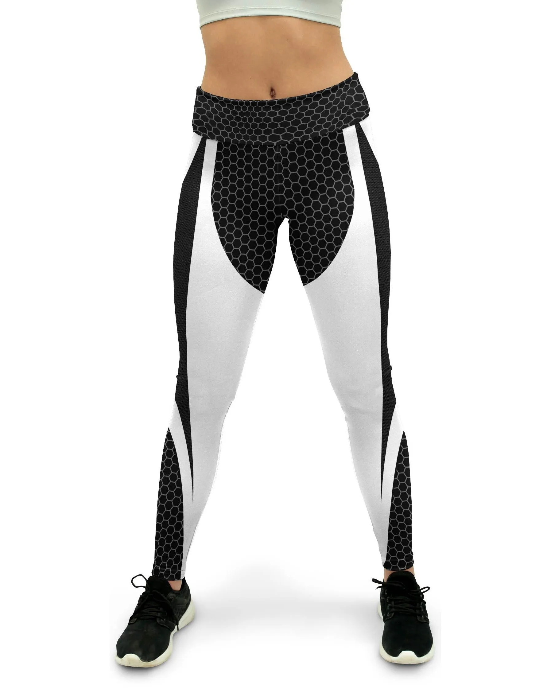 Black & White Honeycomb Carbon Yoga Pants