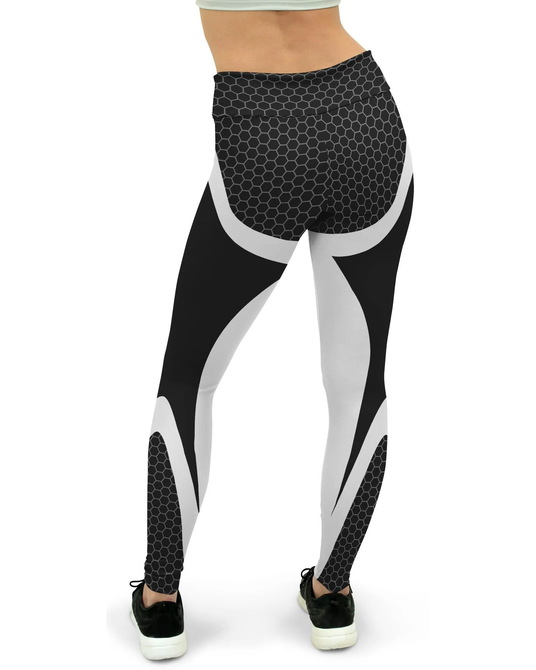 Black & White Honeycomb Carbon Yoga Pants