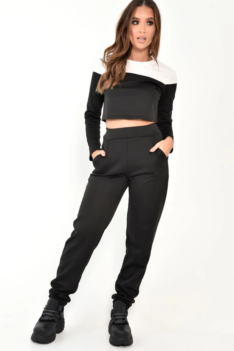 Black and White Contrast Panel Tracksuit - Soraya