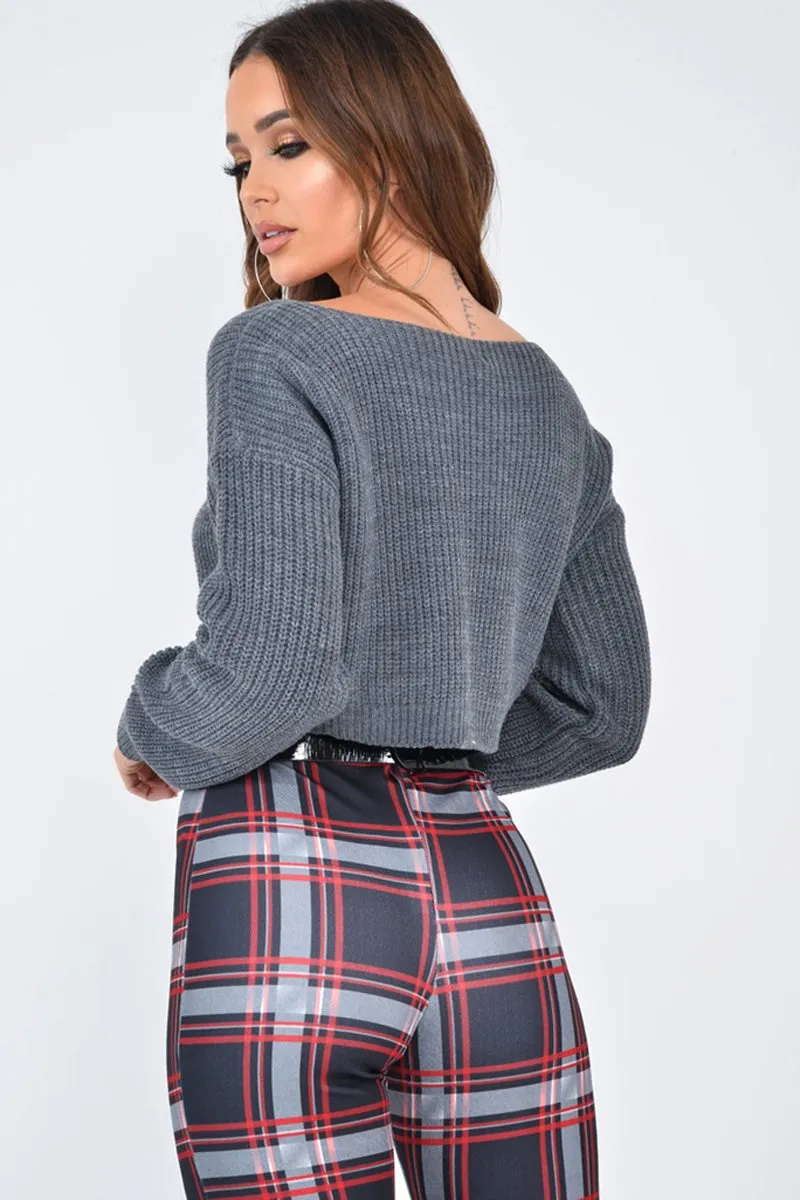 Black Check High Waist Flared Trousers - Cherie