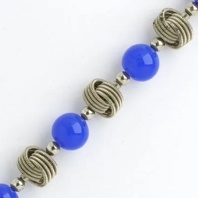 Blue Bead & Chrome Knot Machine Age Bracelet