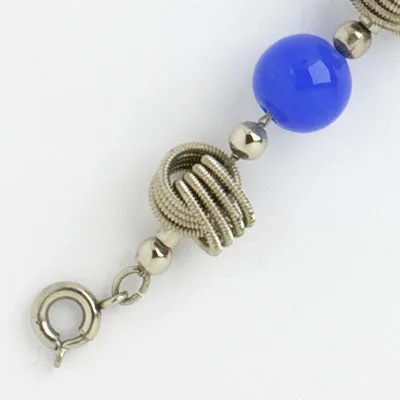 Blue Bead & Chrome Knot Machine Age Bracelet