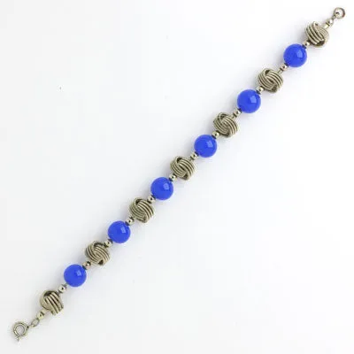 Blue Bead & Chrome Knot Machine Age Bracelet