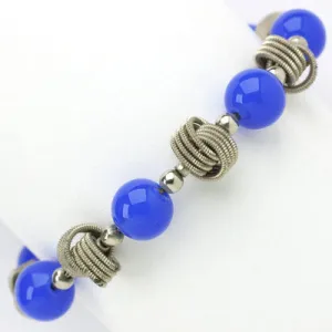 Blue Bead & Chrome Knot Machine Age Bracelet