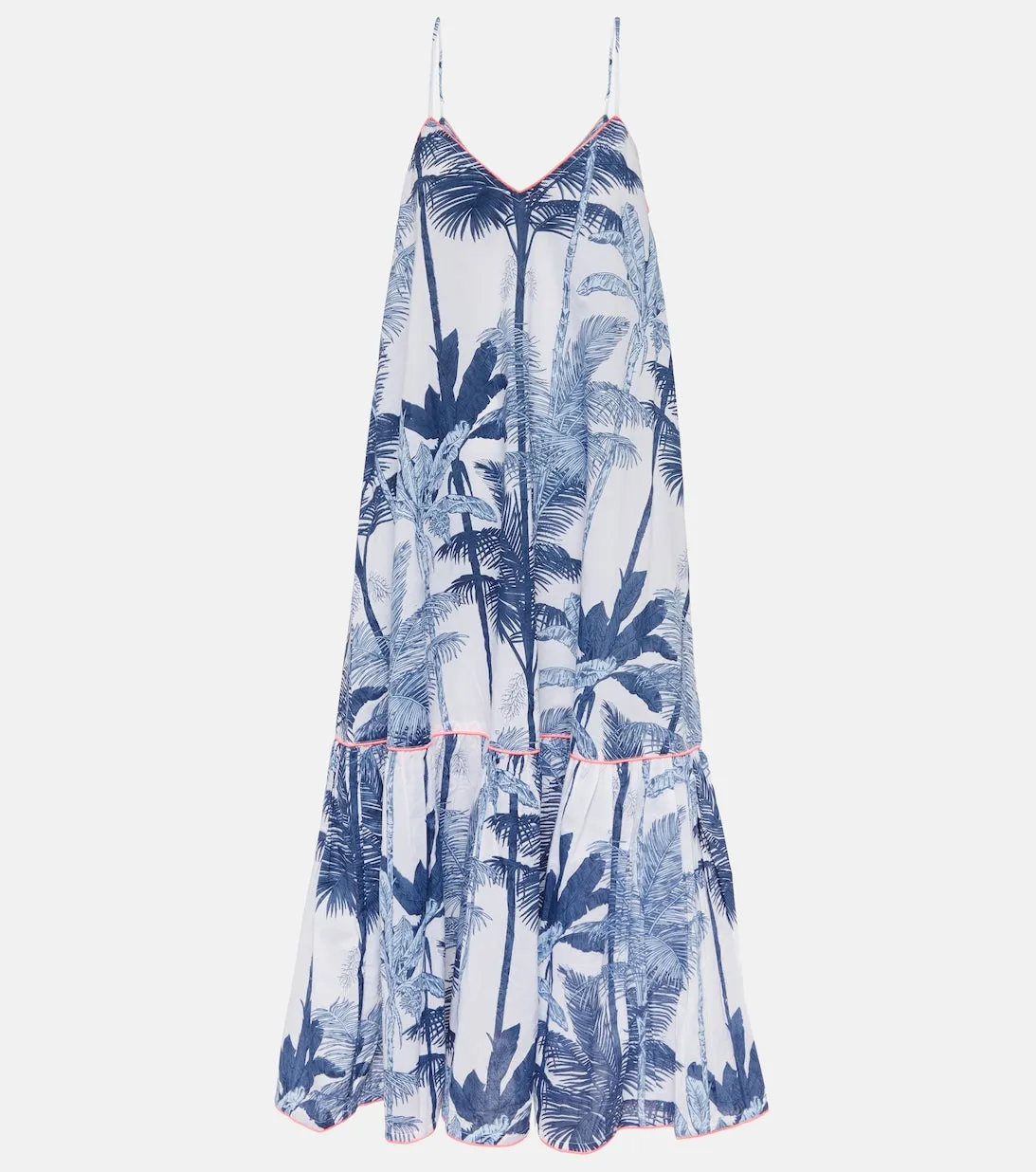 Cotton midi slip dress with JULIET DUNN print, multicolor