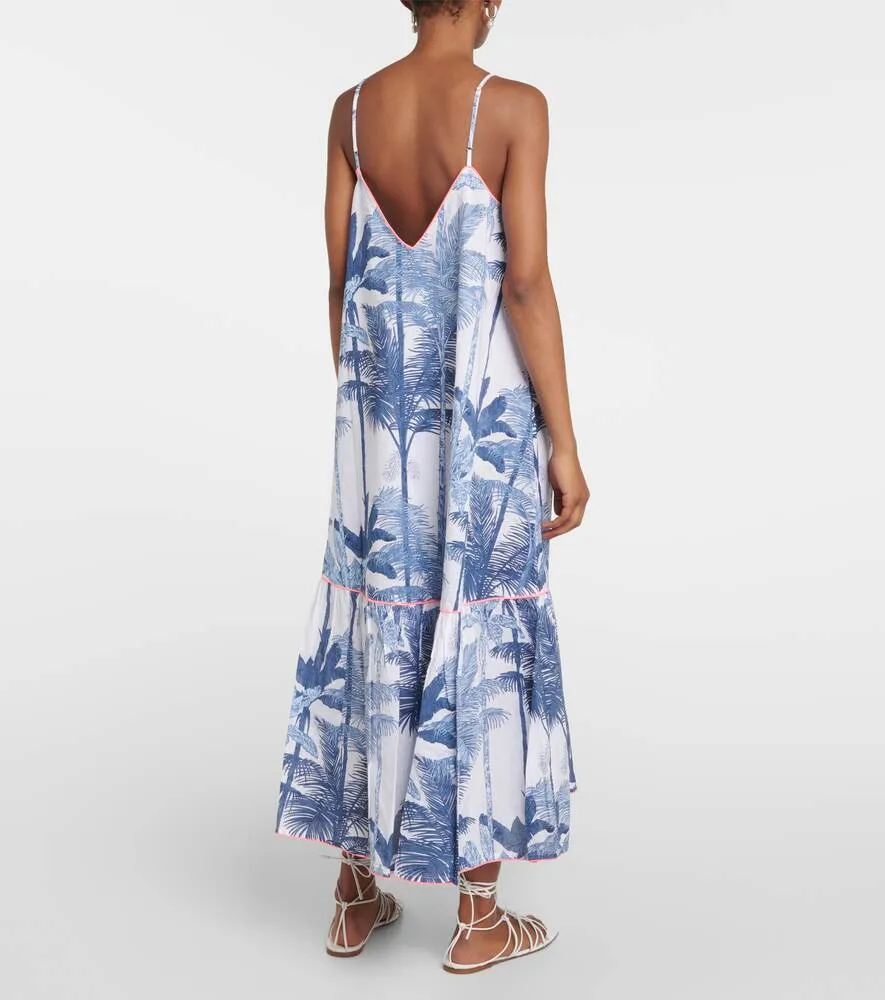 Cotton midi slip dress with JULIET DUNN print, multicolor