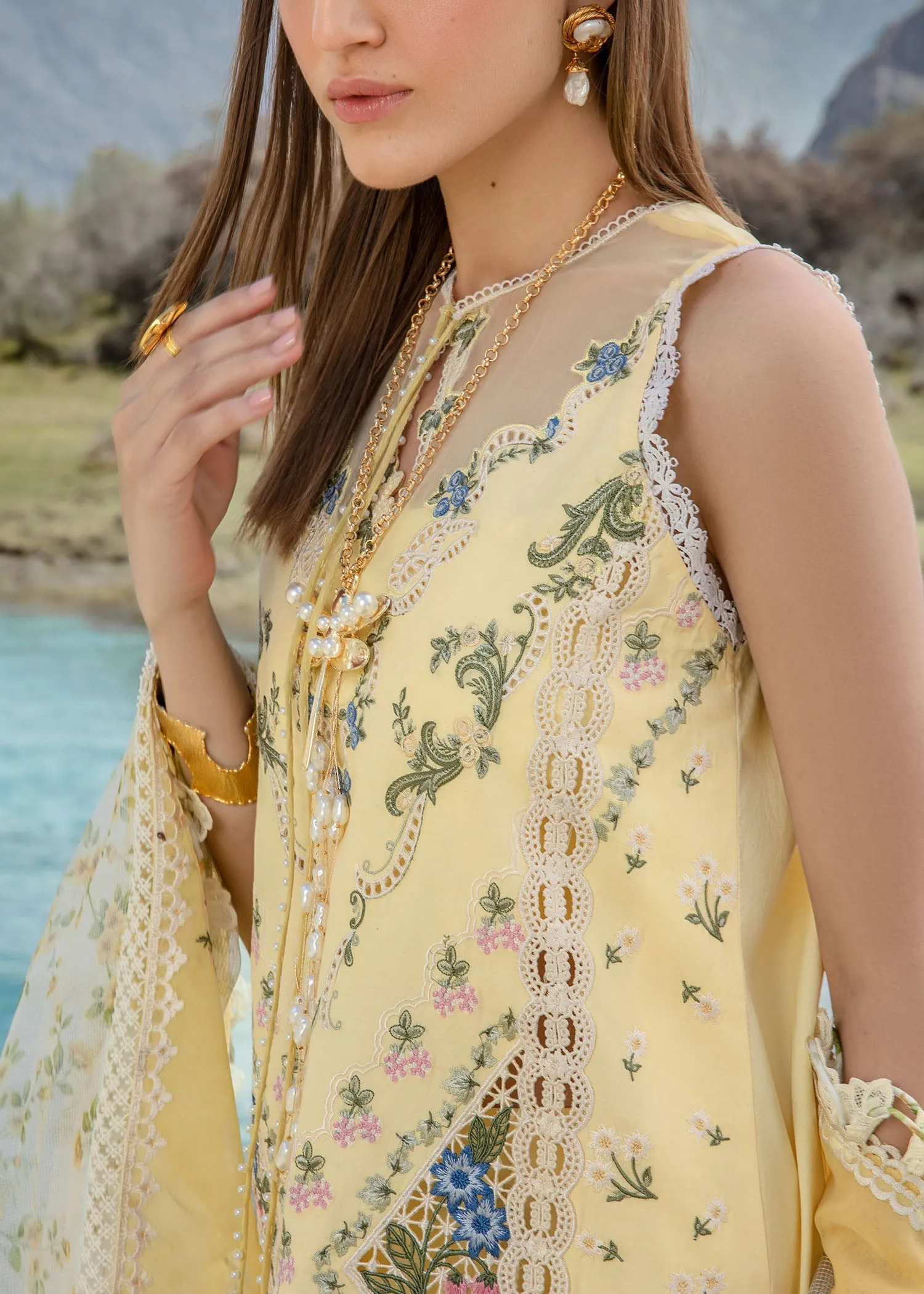 Crimson X Saira Shakira Luxury Lawn – A French Brunch - Sunflower Yellow