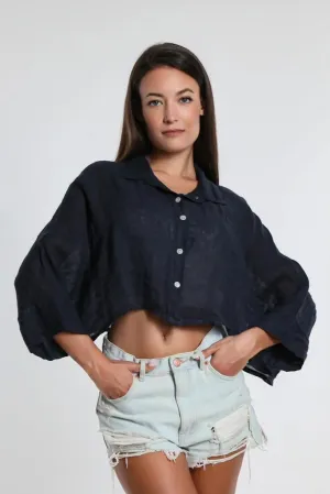 Deona Gauze Linen Crop Top