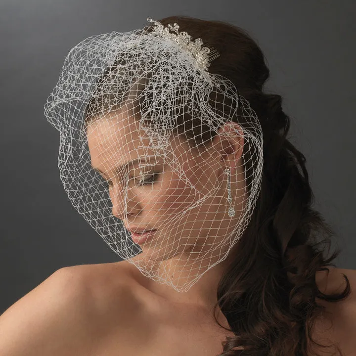 Enchanting Bridal  Birdcage Veil & Swarovski Crystal Flower Comb