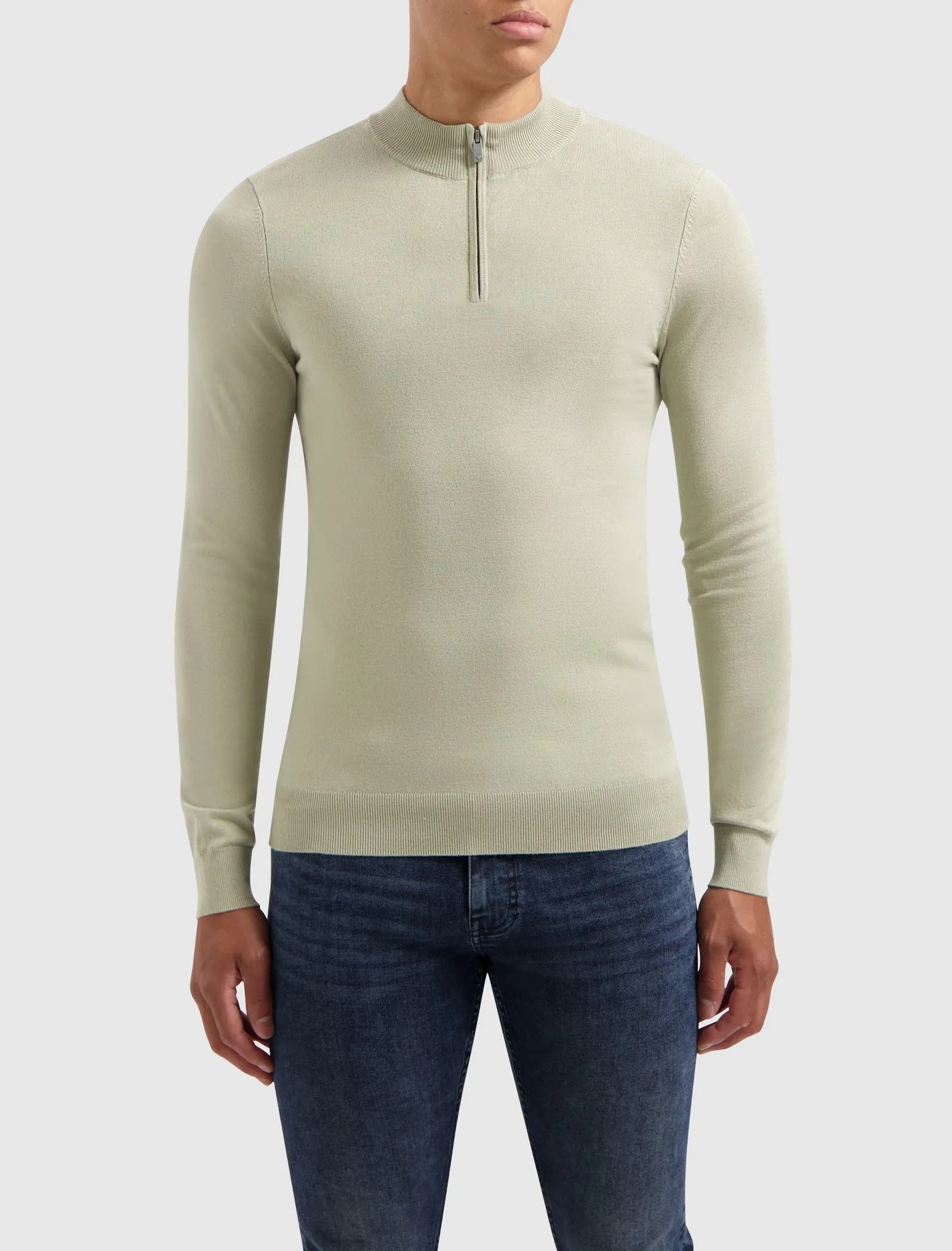 Essential Knitwear Halfzip Sweater | Light Army