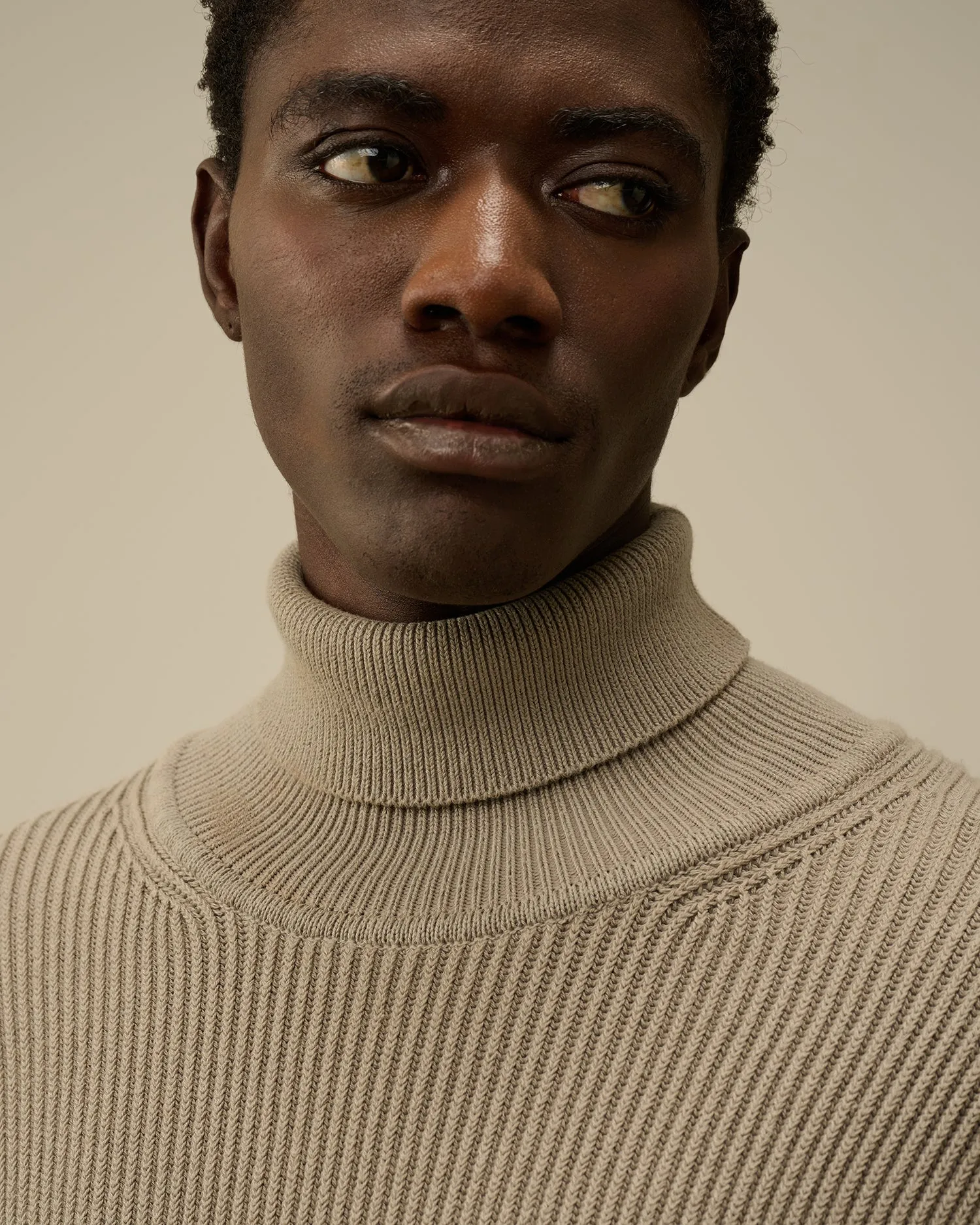 Full Rib Turtleneck Knit - Vintage khaki