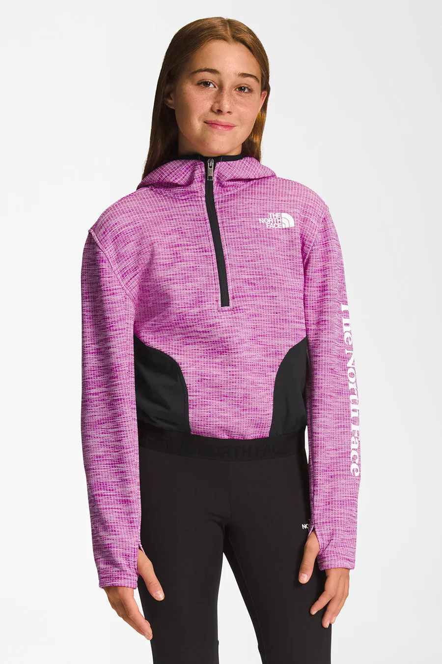 Girls Sports Hoodie North Face Gardenia Purple Cactus