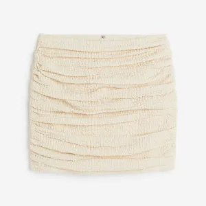 H&M Draped Mini Skirt, light beige