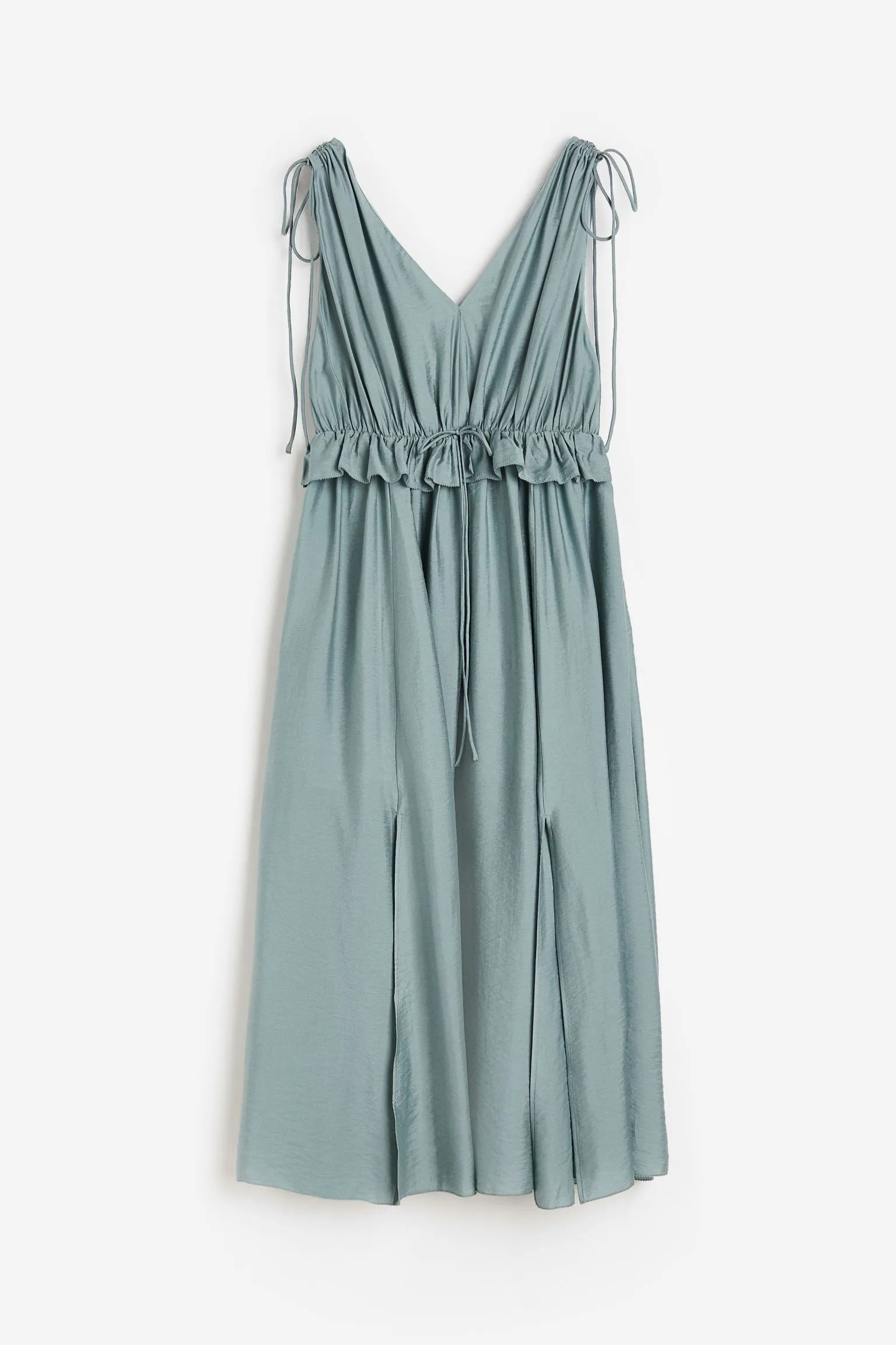 H&M Draped Tie-detail dress, gray-blue