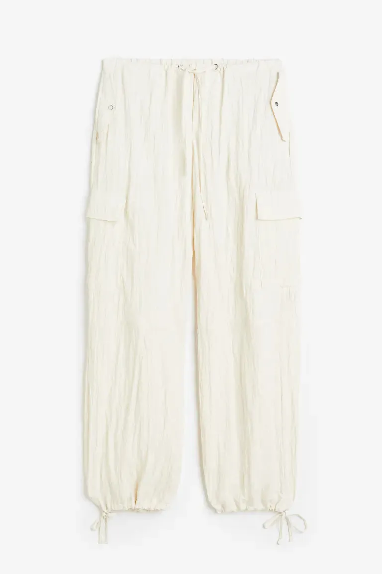 H&M drawstring cargo pants, cream