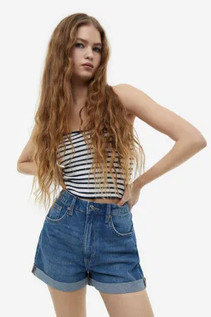 H&M High Waist Denim Shorts, Denim Blue