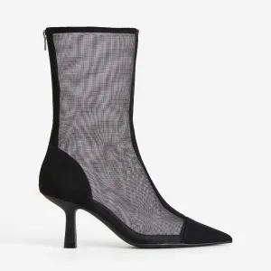 H&M Mesh Sock Ankle Boots, black