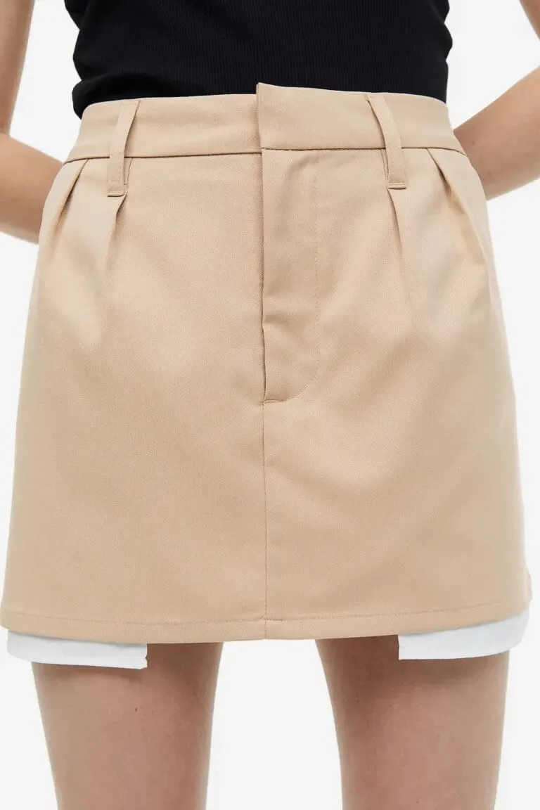 H&M Mini Twill Skirt, beige