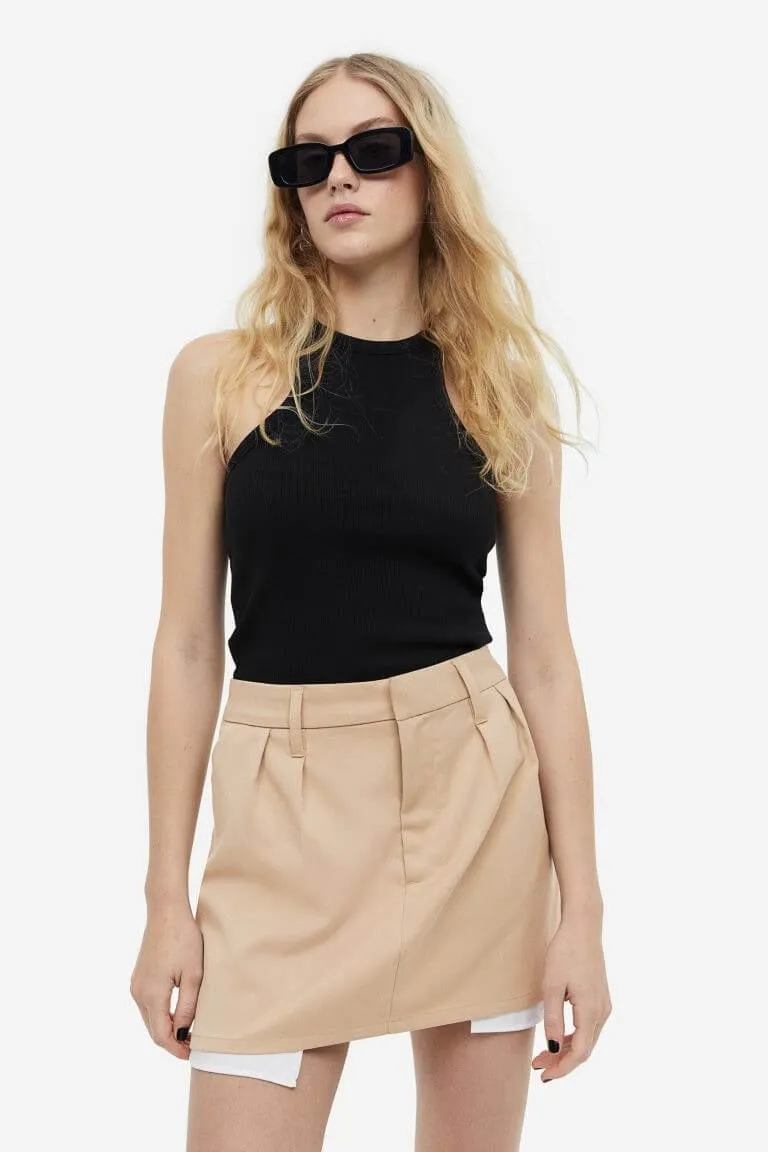 H&M Mini Twill Skirt, beige