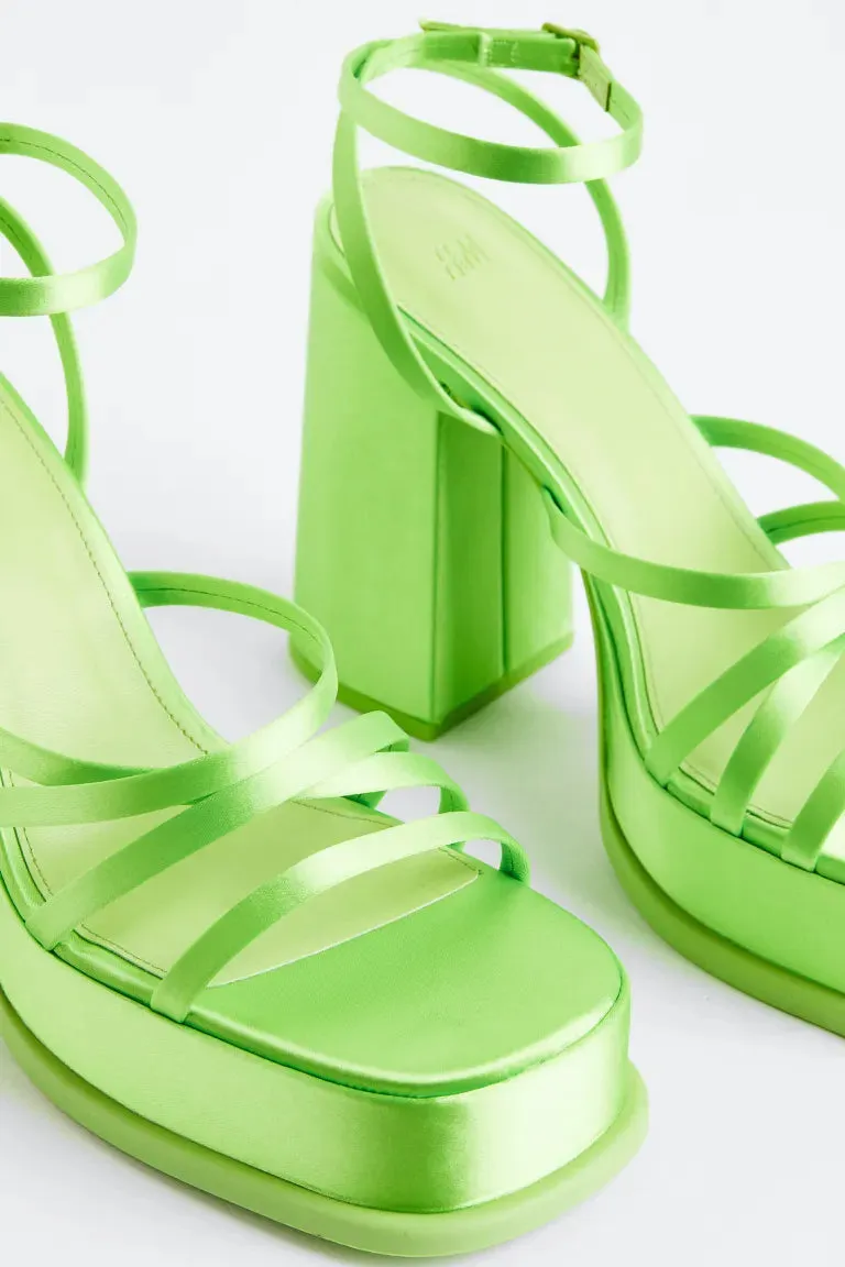 H&M platform sandals, bright green