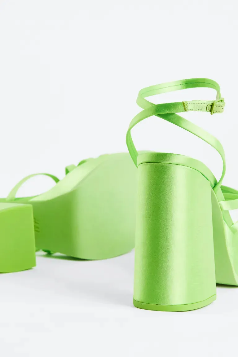 H&M platform sandals, bright green