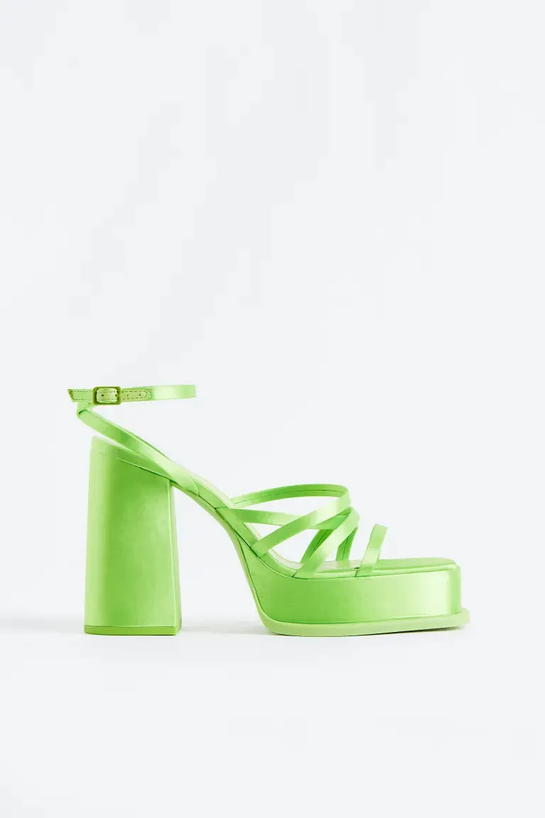 H&M platform sandals, bright green