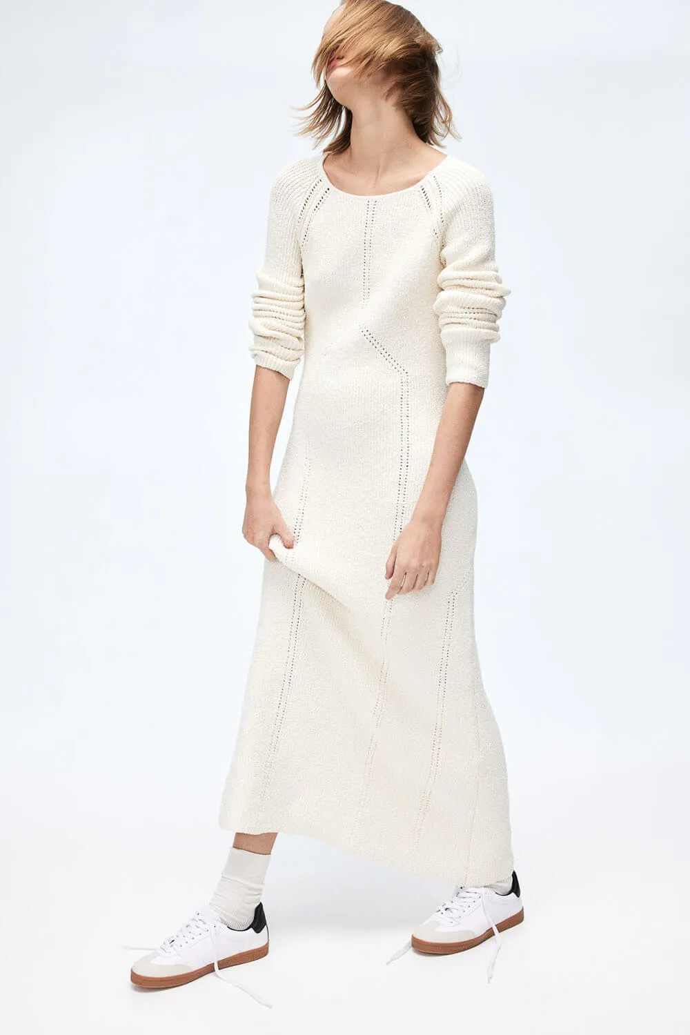 H&M Pointelle-knit dress, cream