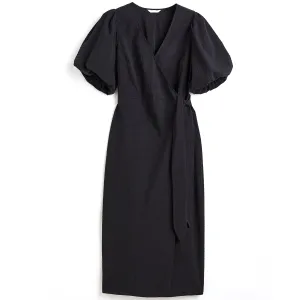 H&M Puff-sleeved Wrap dress, black