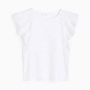 H&M ruched sleeve top, white