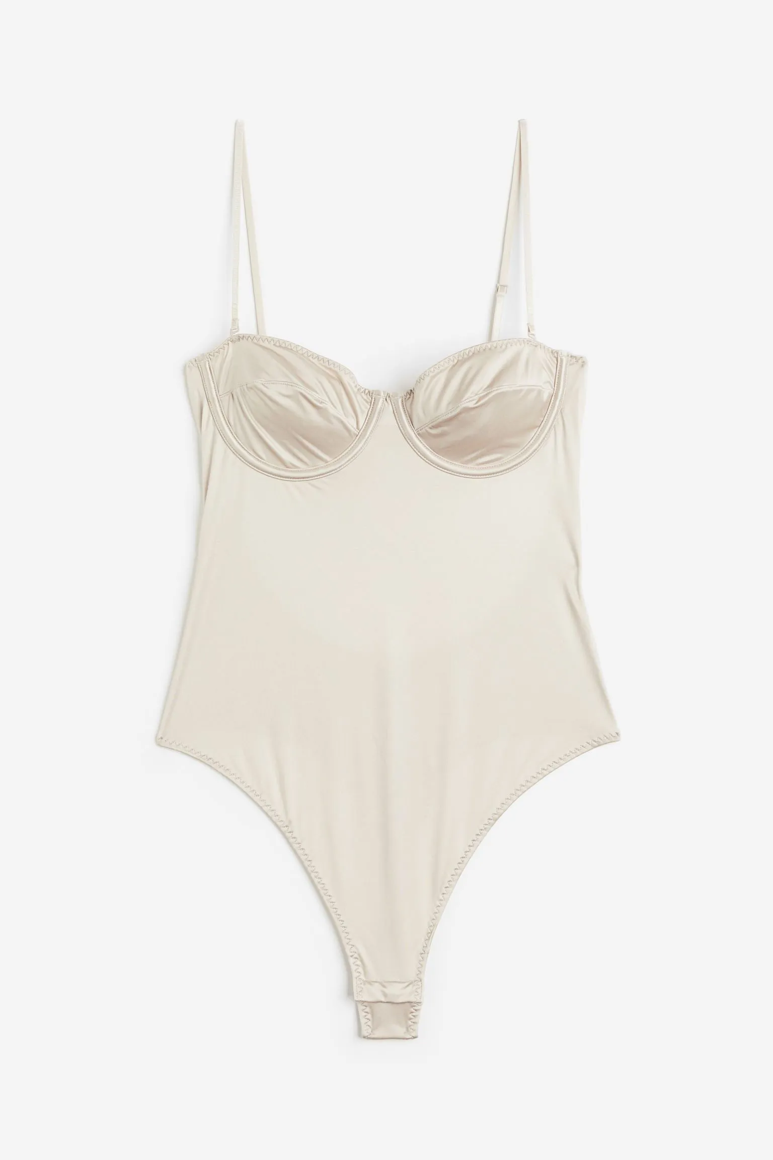 H&M Satin Balconette Thong bodysuit, light beige