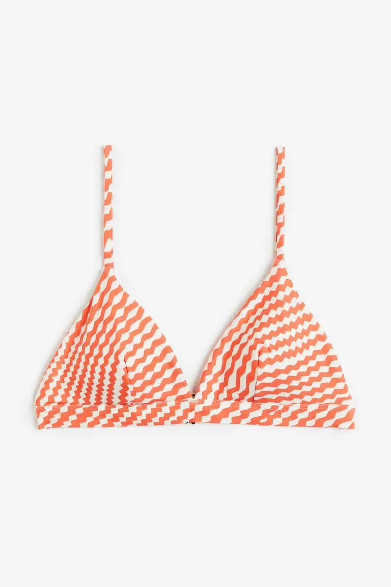 H&M soft triangle bikini top, red/patterned