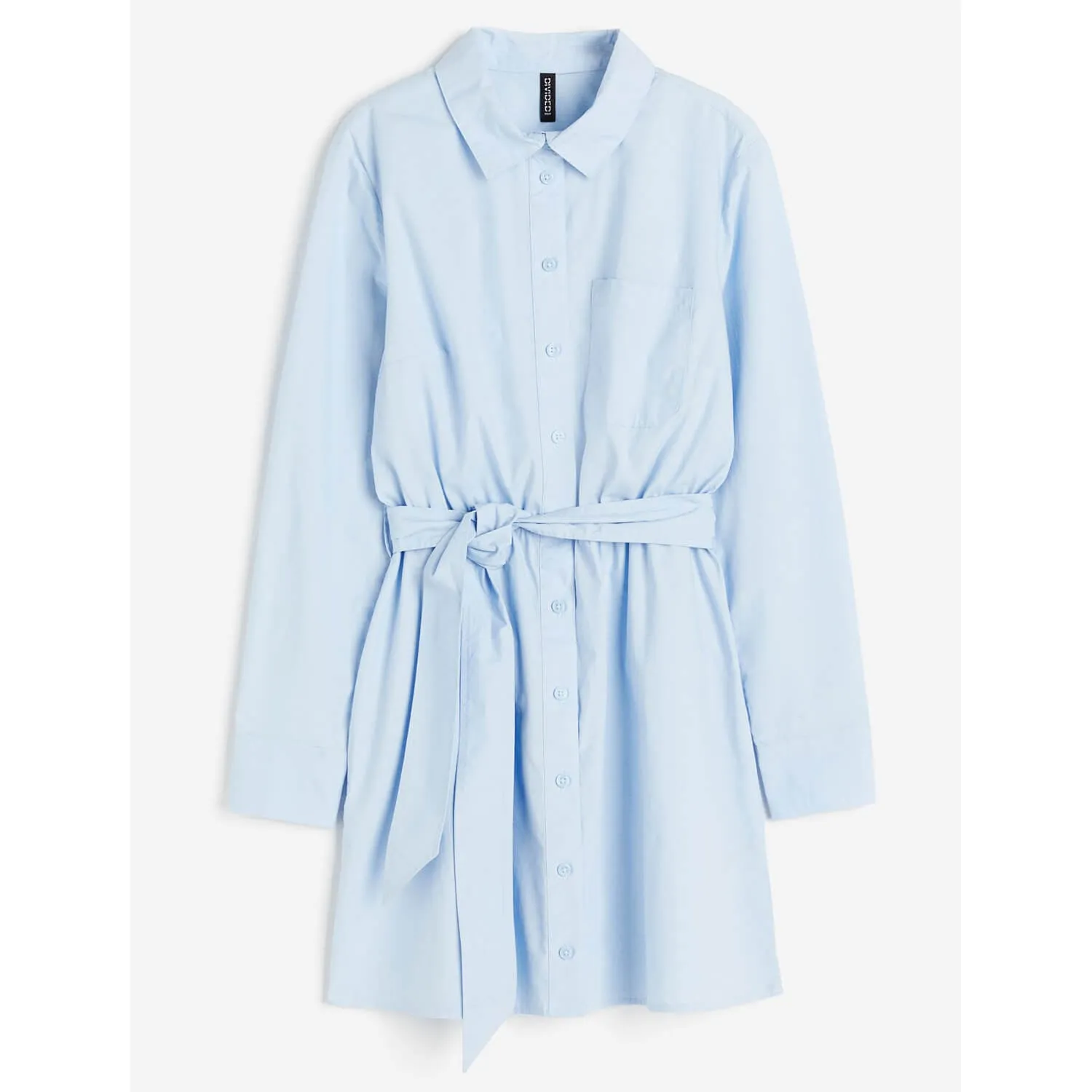 H&M Tie-belt Cotton shirtdress, light blue