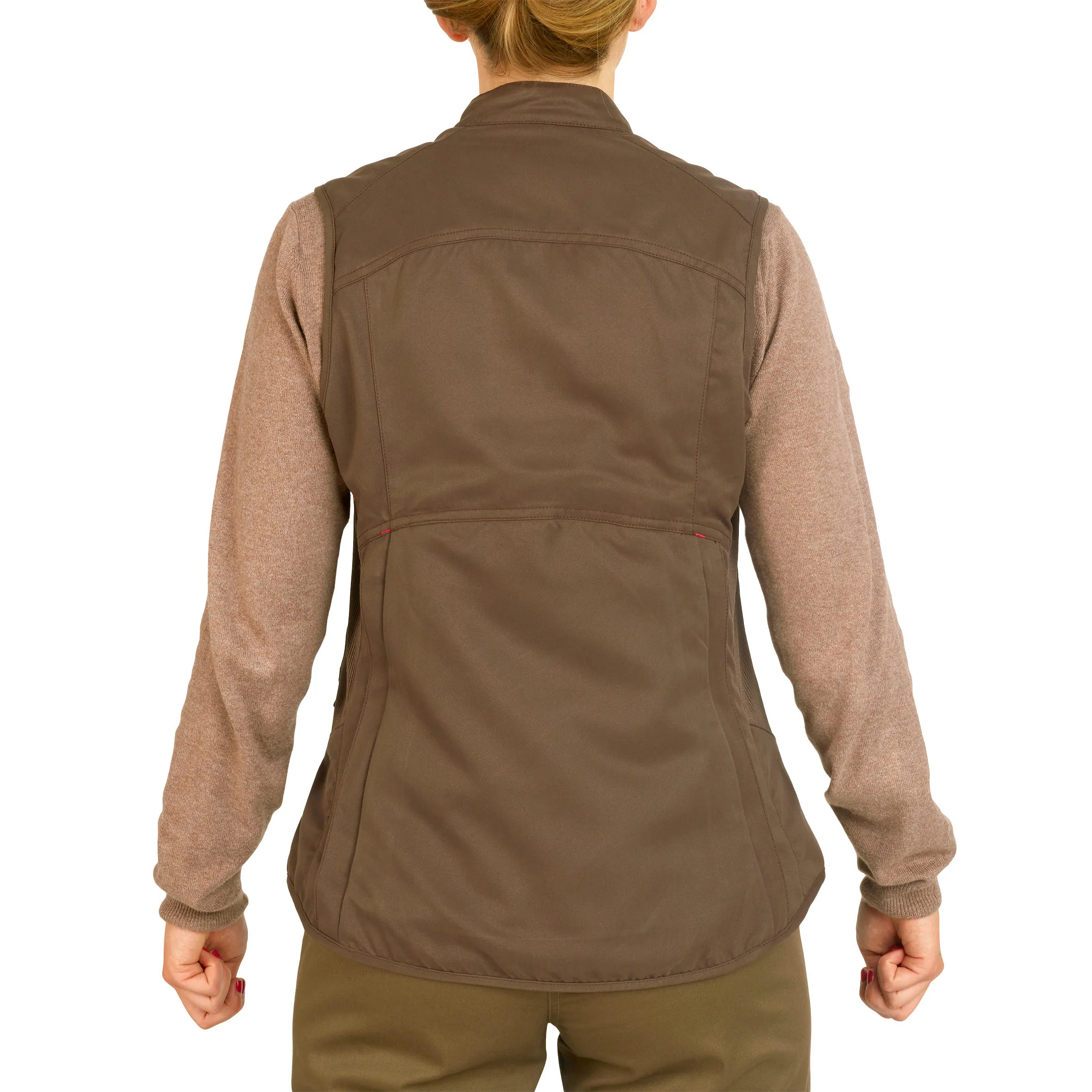 Hunting vest women's 500 double-sided brown, camouflage/orange SOLOGNAC coffee brown