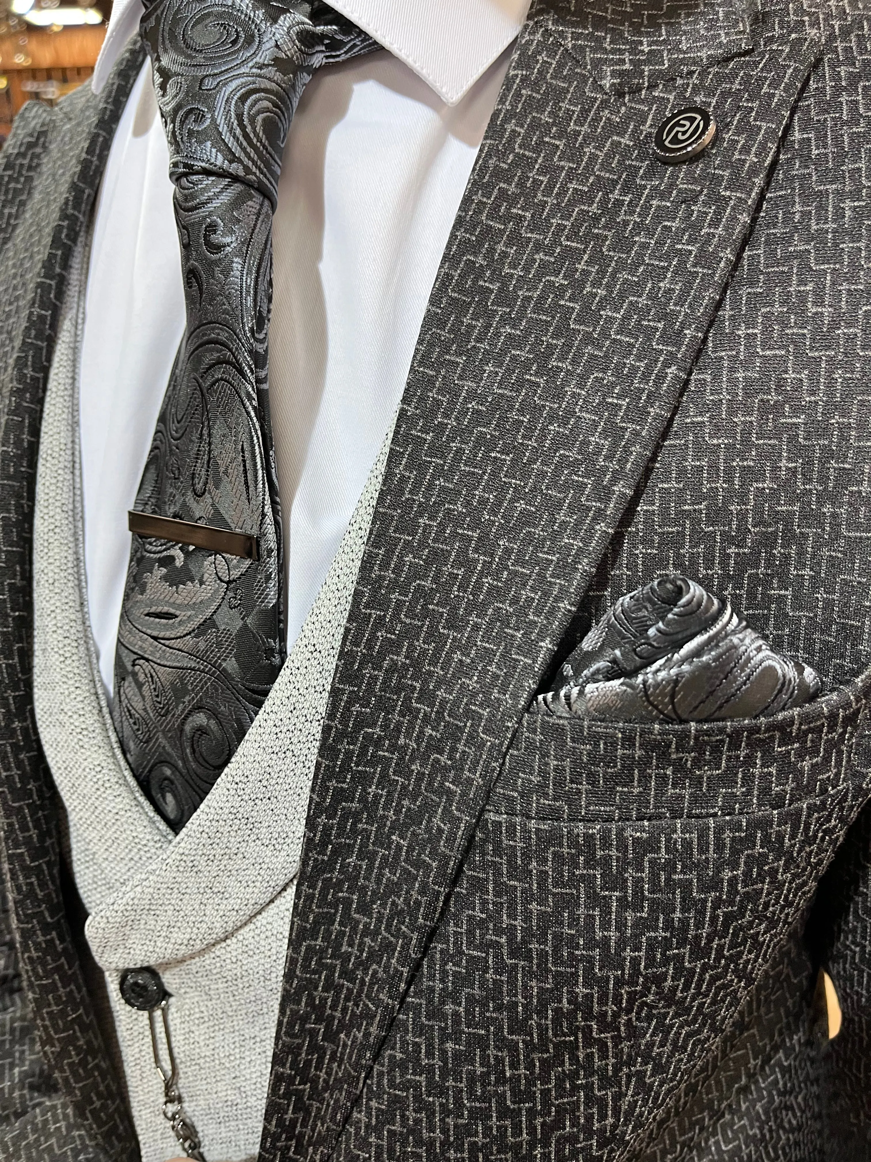 Intragna - Black/Grey 3 Piece Suit