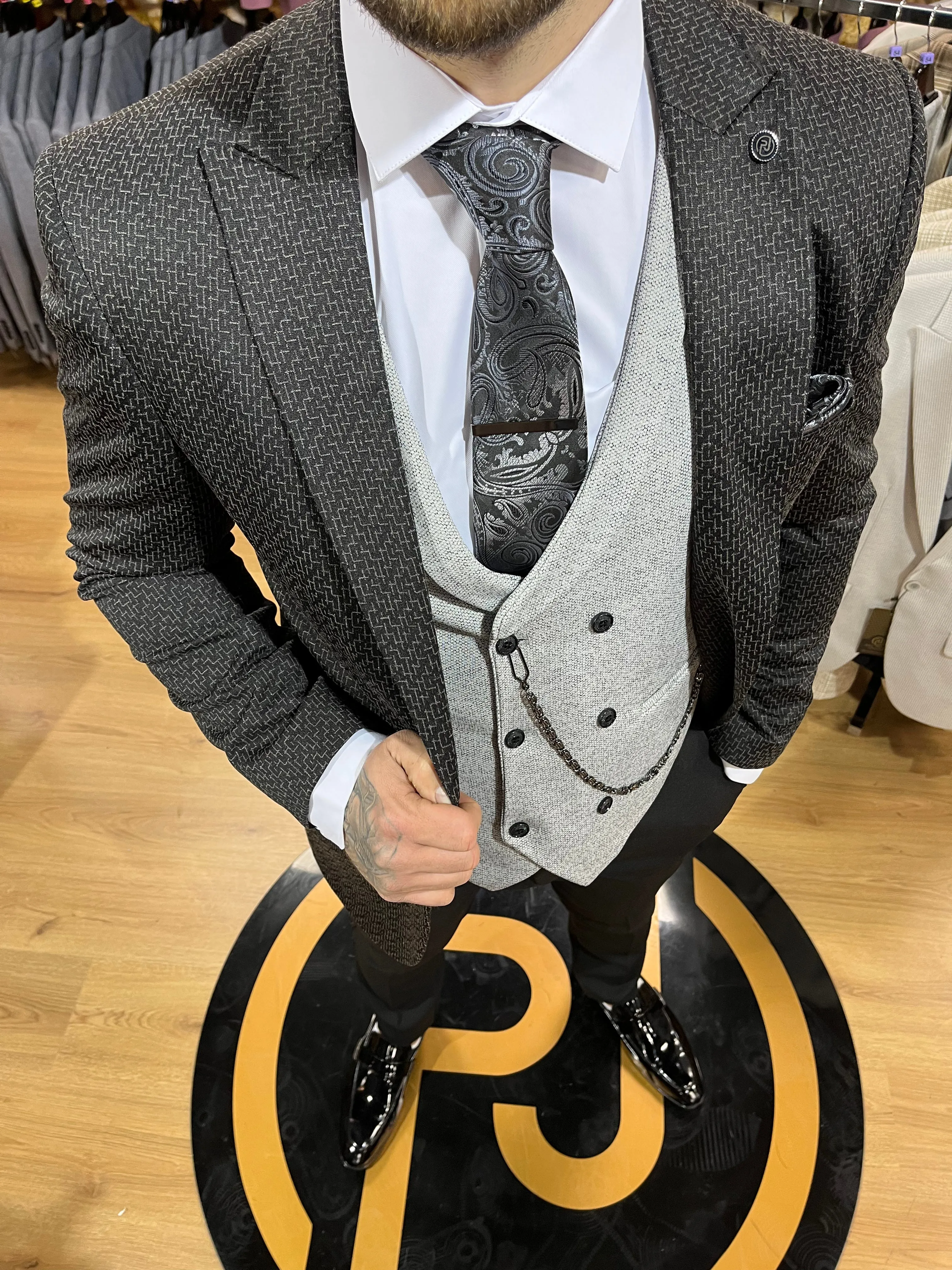 Intragna - Black/Grey 3 Piece Suit