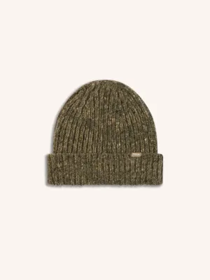 Isla Beanie in Olive Marl Merino Wool