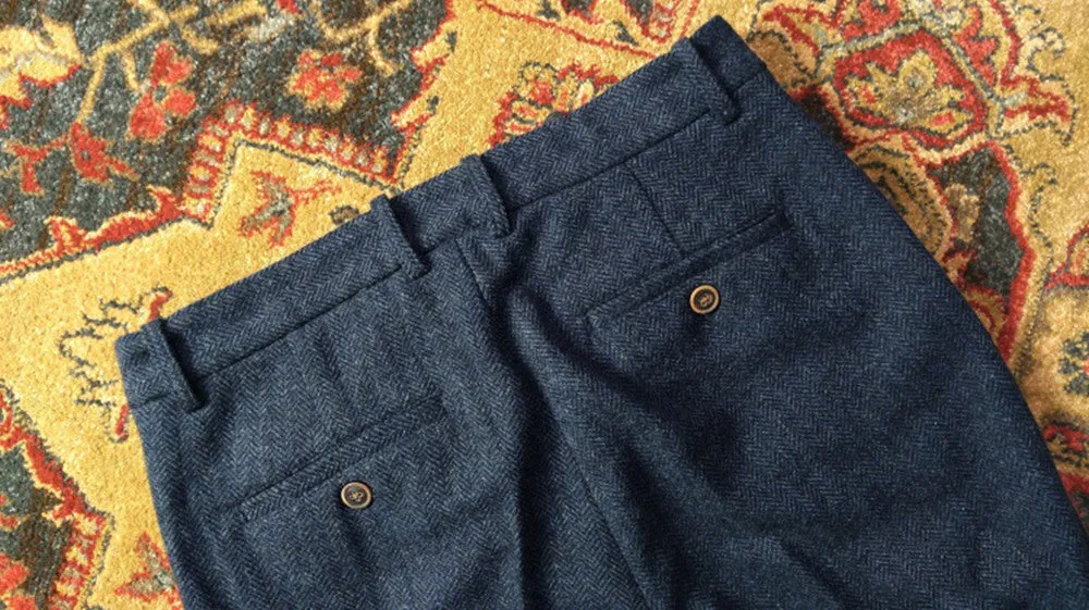 Men's Herringbone Tweed Pants Blue