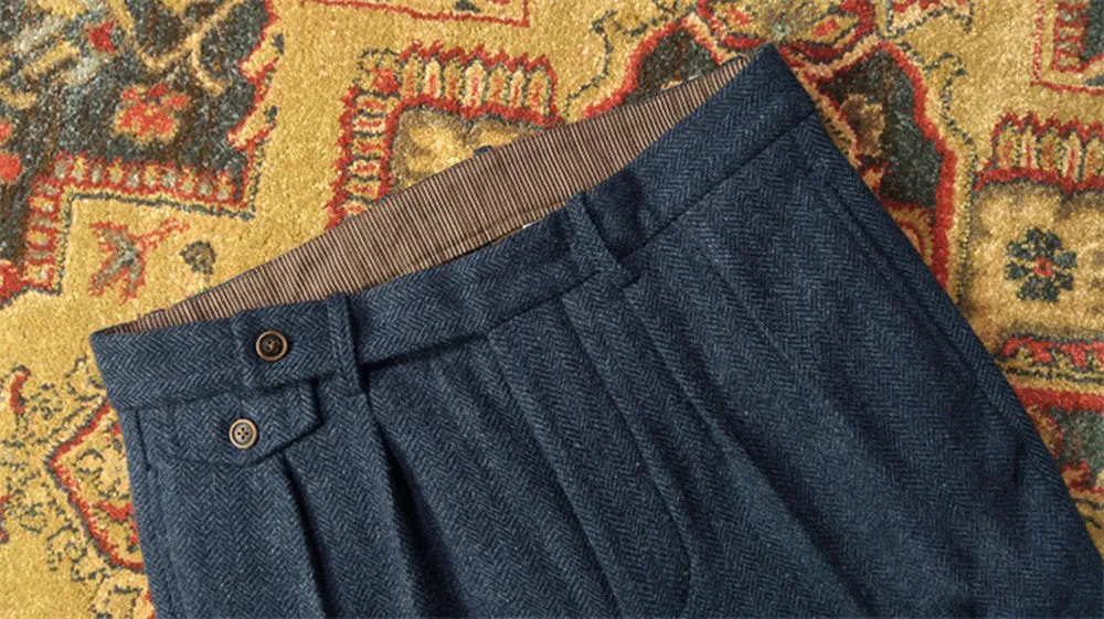 Men's Herringbone Tweed Pants Blue