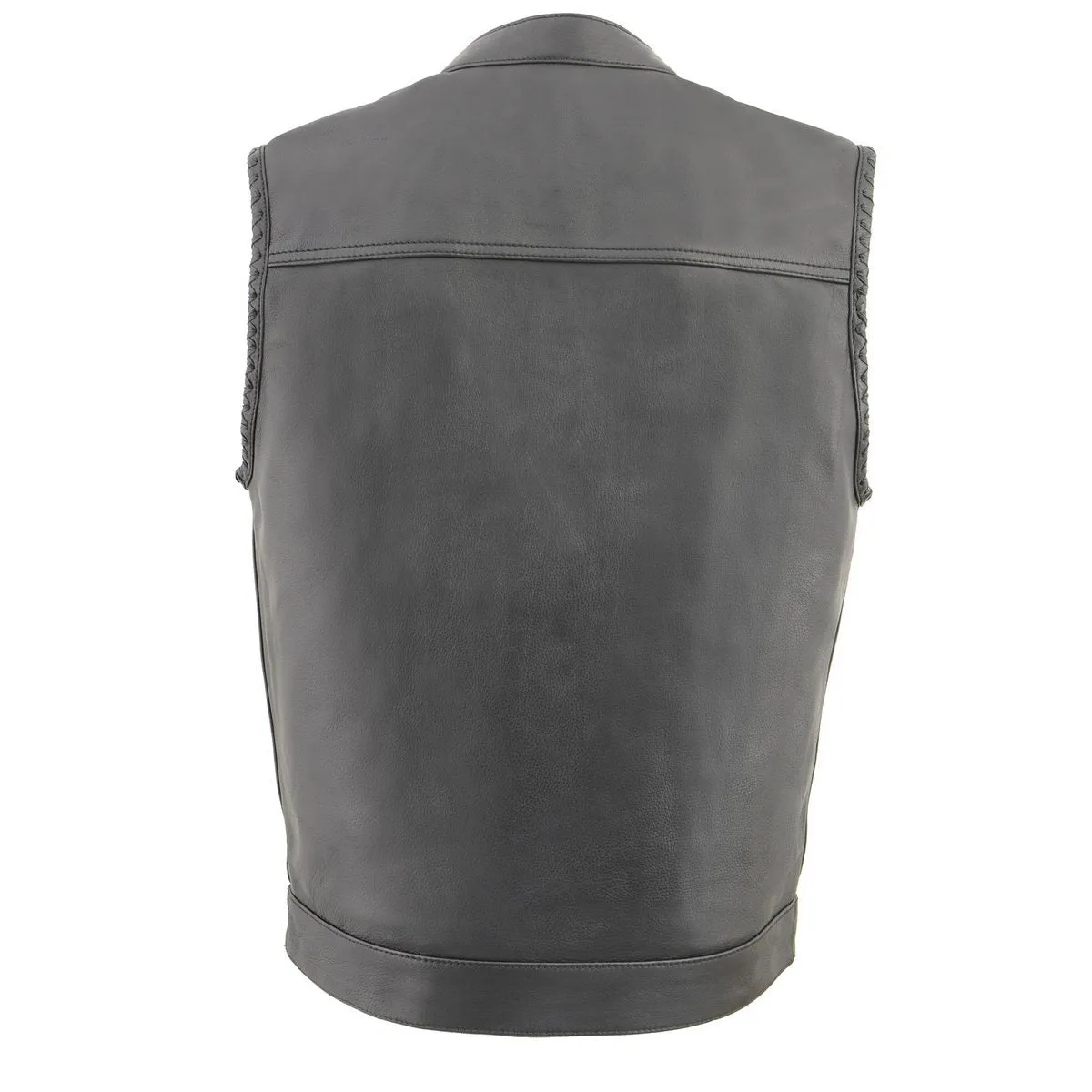 Milwaukee Leather MLM3508 Men's Black Premium Leather Vest - Old Glory