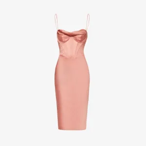 Myrna satin midi dress with corset House Of Cb, pink