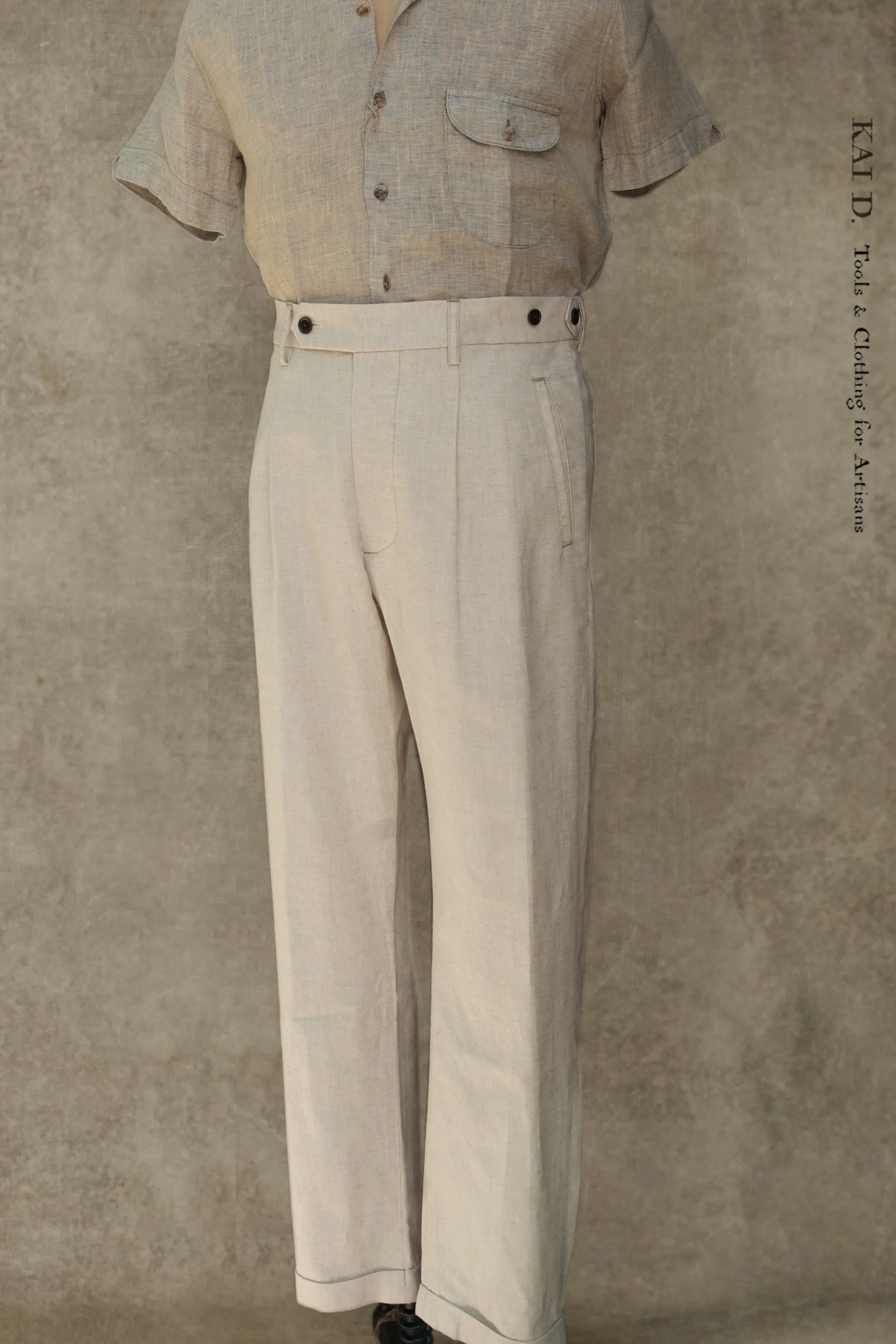 Novelist Trousers - Cotton Linen Herringbone - 30, 32, 34, 36, 38