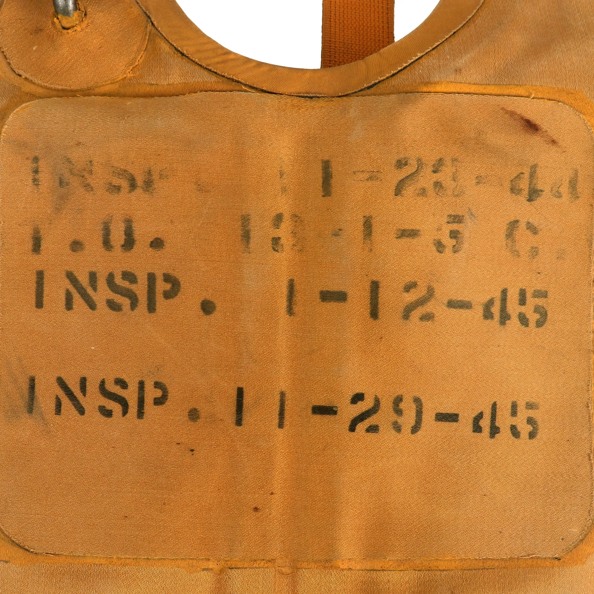 Original U.S. WWII Mae West USAAF Pneumatic Life Vest by Firestone - Dated July 1943 with Inspections Through 1945