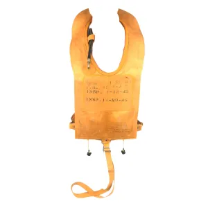 Original U.S. WWII Mae West USAAF Pneumatic Life Vest by Firestone - Dated July 1943 with Inspections Through 1945