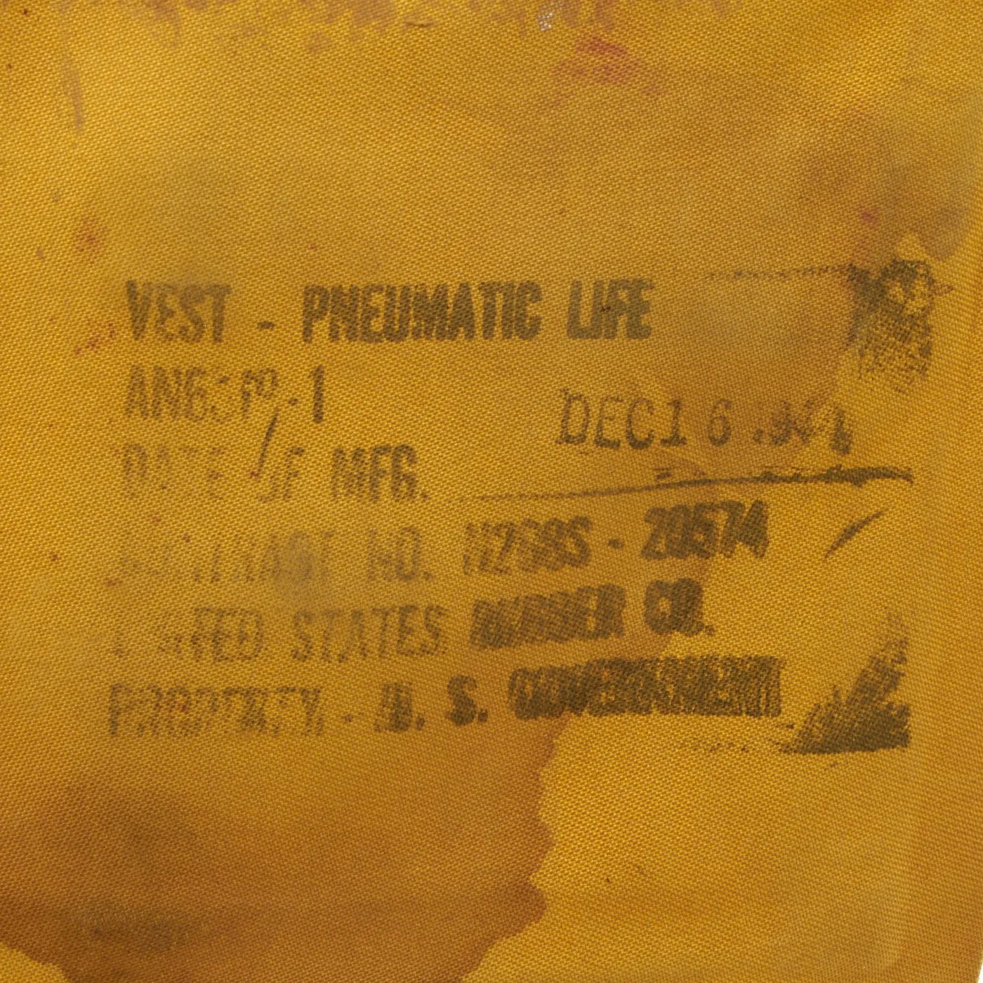 Original U.S. WWII USAAF Mae West Pneumatic Life Vest with Dye Marker - Dated December 16th 1944