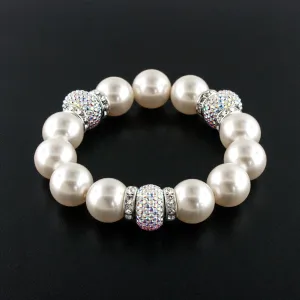 Pearl & Pavé Charm Stretch Bracelet